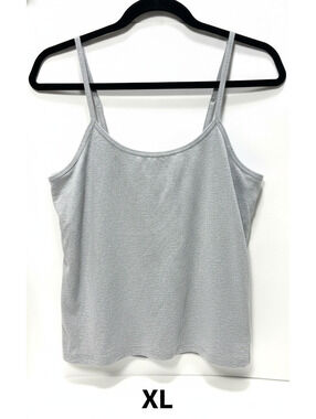 Hanes Women’s XL Grey Tank Top Built-In Bra Adjustable Straps New Without Tags